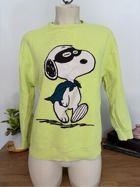 Zara x Peanuts Snoopy Flying Ace Graphic Lime Green Sweatshirt Size 13-14 / 164